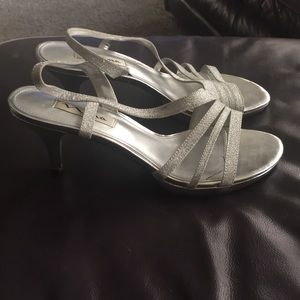 Silver sparkling heels